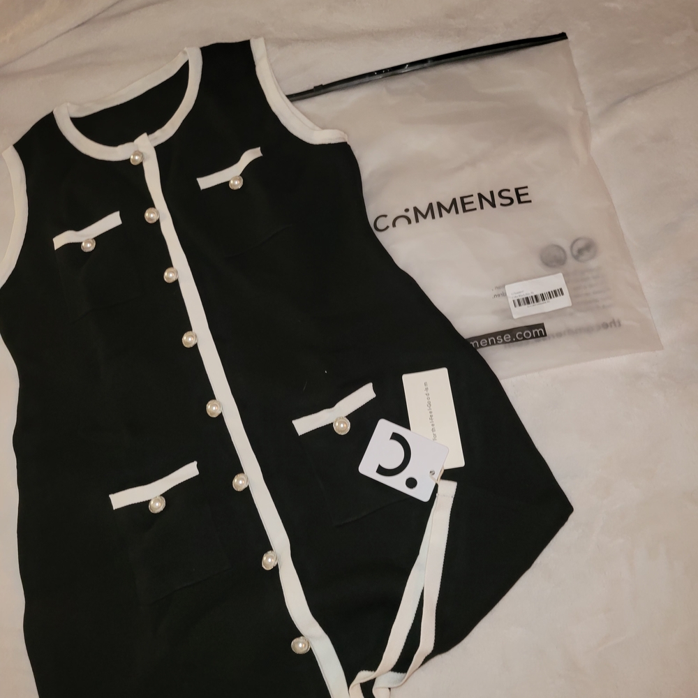 Commense Ladies Dress in Black/White Accents. With Tags. Unworn
